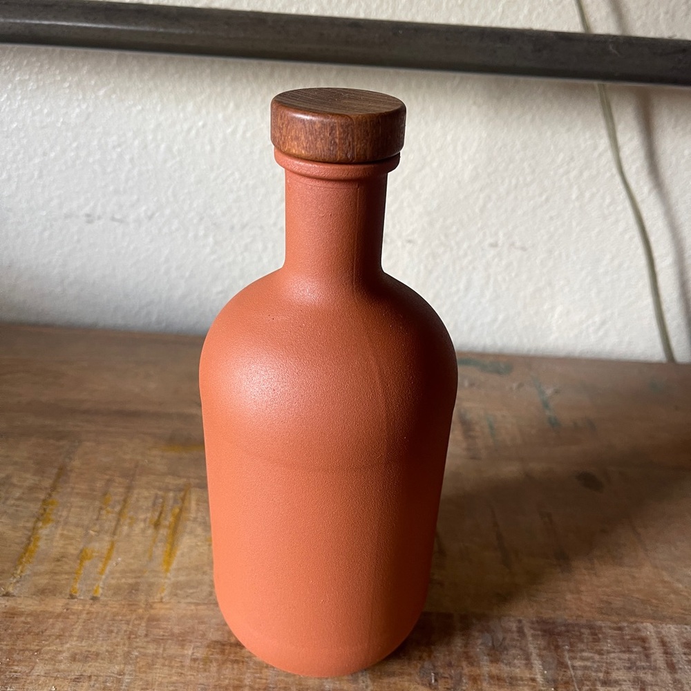 Glass Upcycled Terra Cotta Lidded Bottle